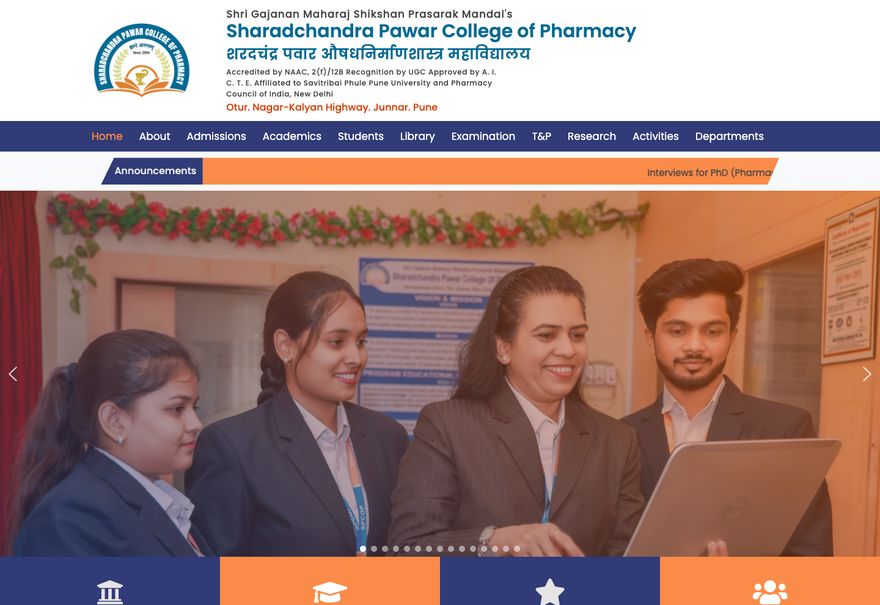 Sharadchandra Pawar College of Pharmacy website